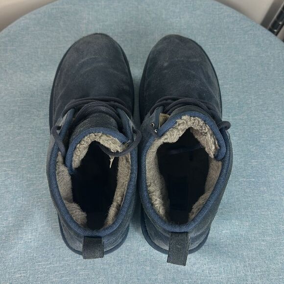UGG Navy Blue Neumel Suede Chukka Boots Charcoal Sherpa Lined Size 10 - Picture 6 of 12